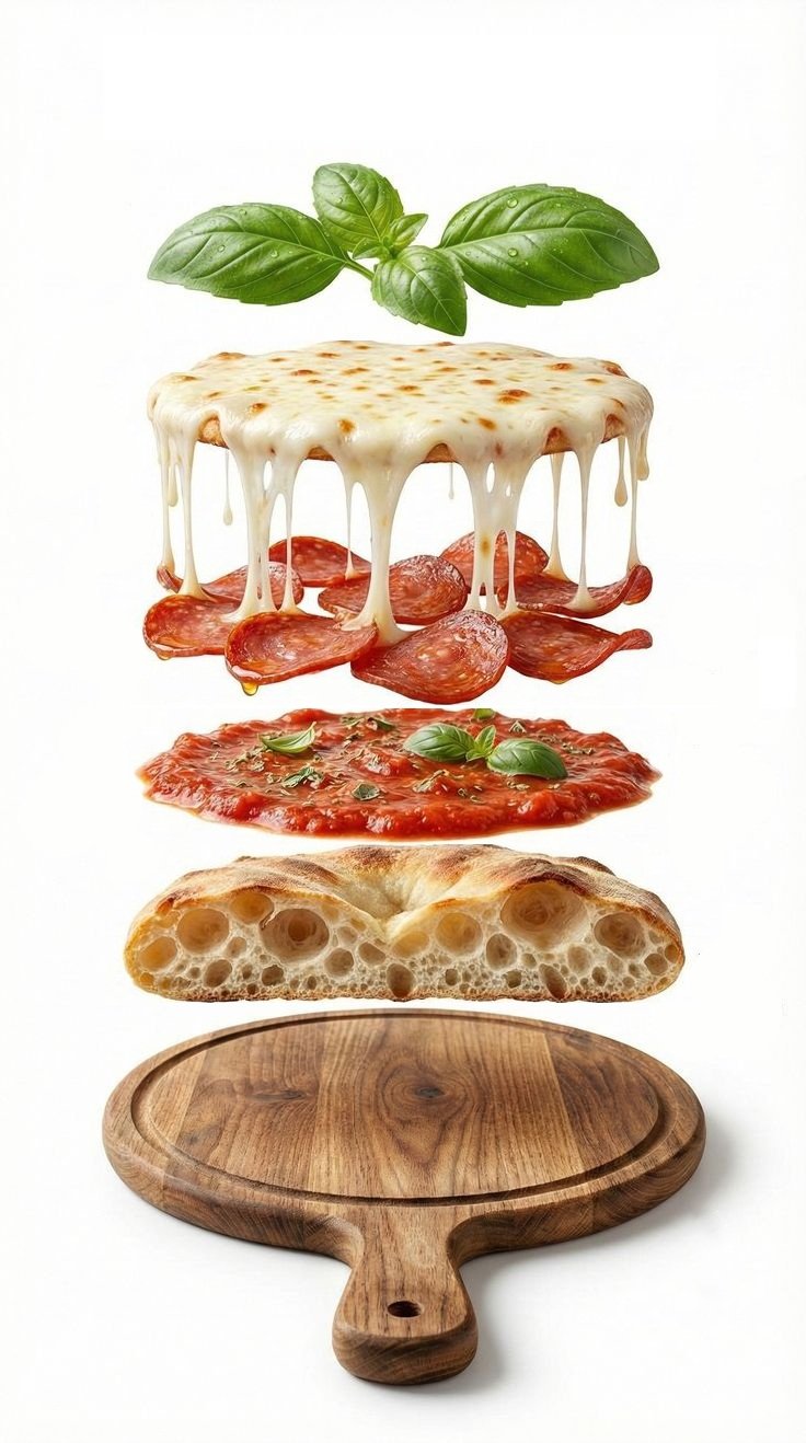 Ilustracion con ingredientes de pizza